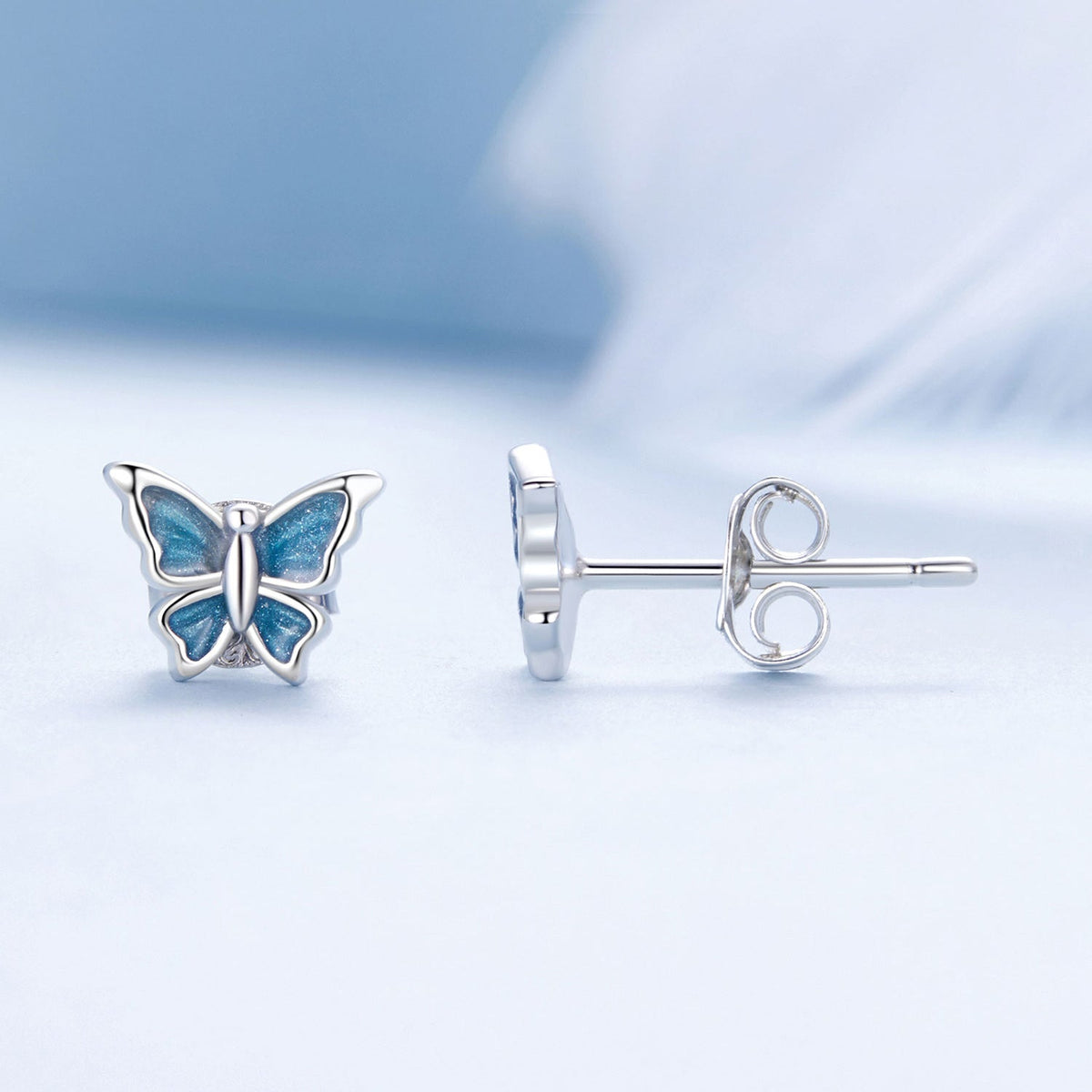 Sterling Silver Enamel Platinum-Plated Earrings