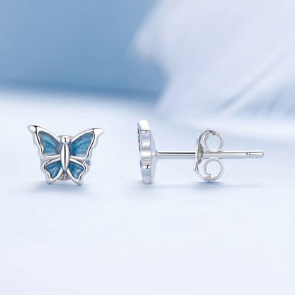 Sterling Silver Enamel Platinum-Plated Earrings