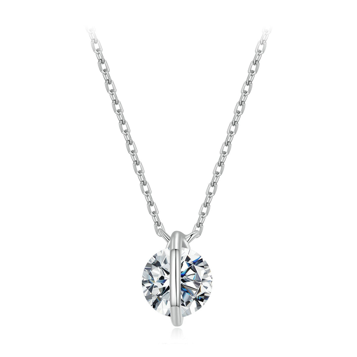 Sterling Silver Gold Plated Moissanite Pendant Necklace