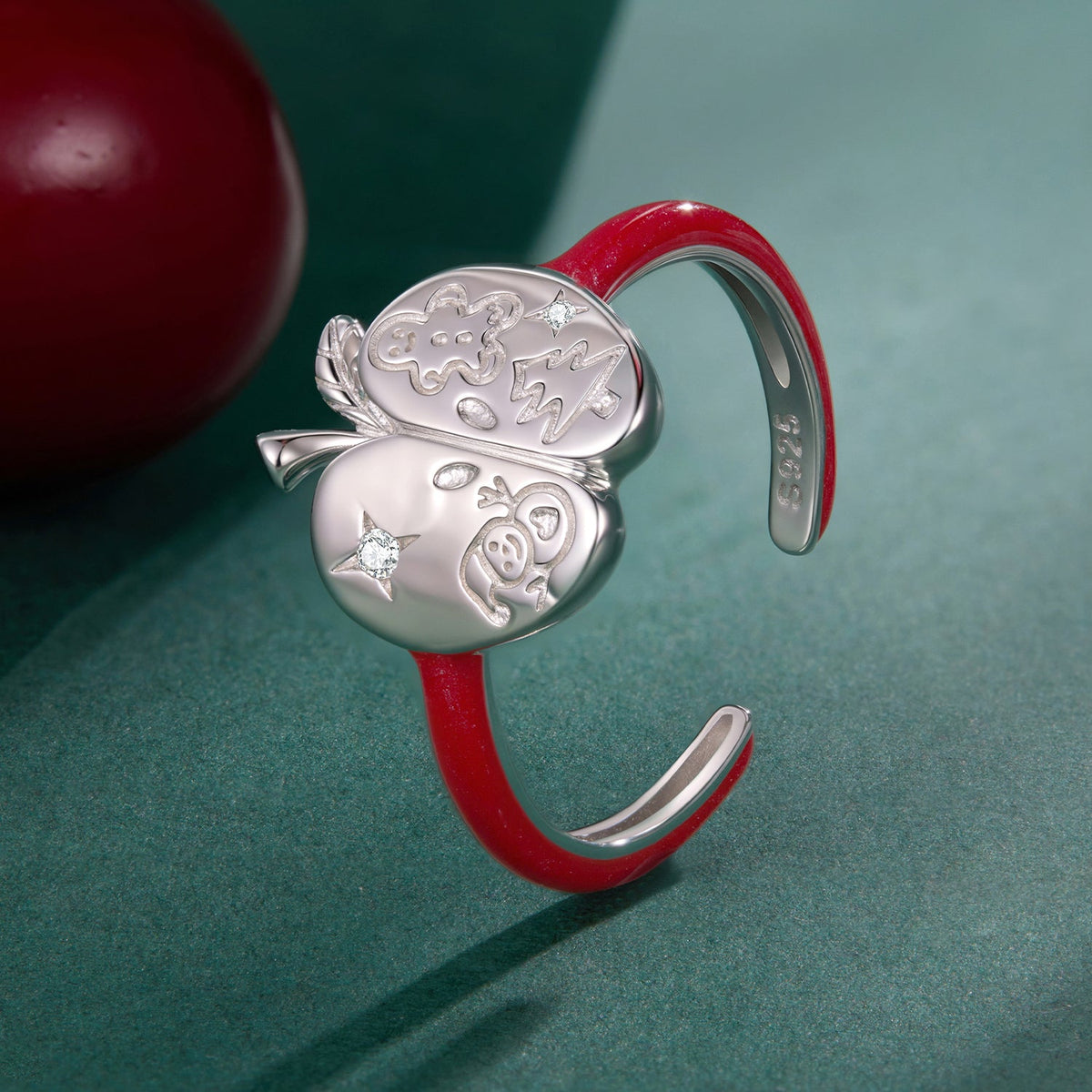 Sterling Silver Enamel Pavé Cubic Zirconia Ring