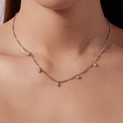 925 Sterling Silver Plated White Gold Moissanite Necklace