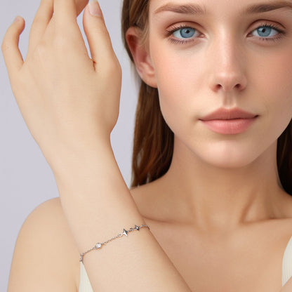 Sterling Silver White Gold Plated Pavé CZ Bracelet