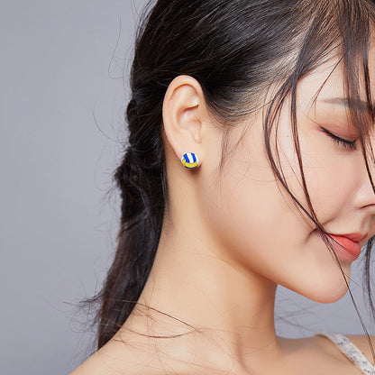 Sterling Silver Oxidized Enamel Earrings
