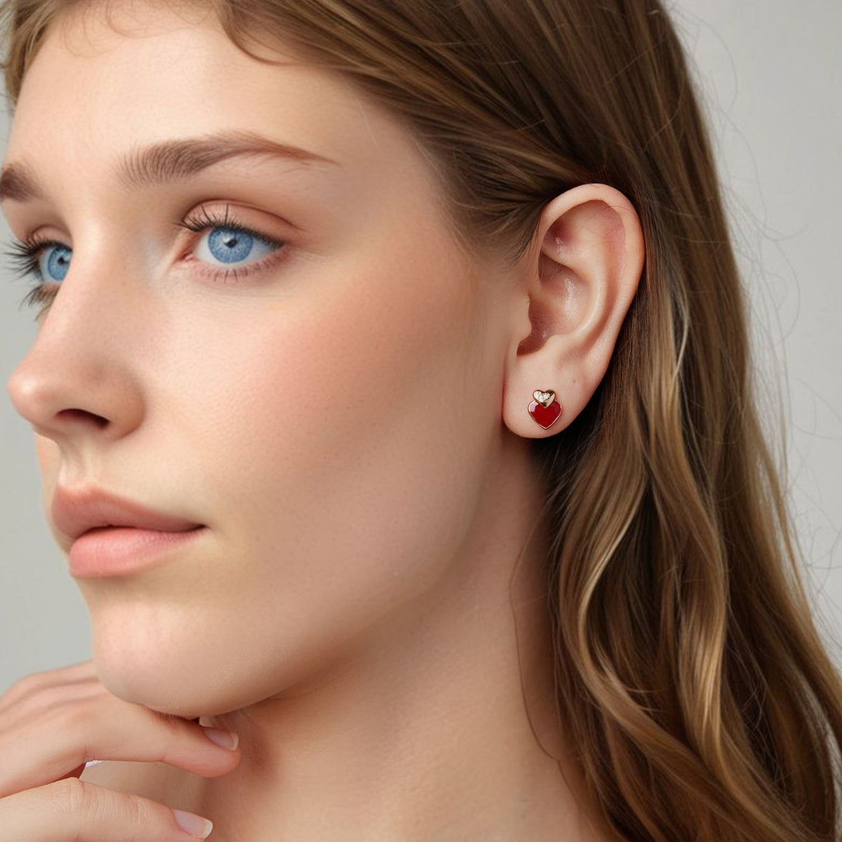 925 Sterling Silver Cubic Zirconia Enamel Rose Gold Plated Earrings