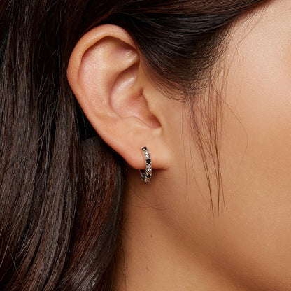 Oxidized Sterling Silver Pavé Cubic Zirconia Hoop Earrings