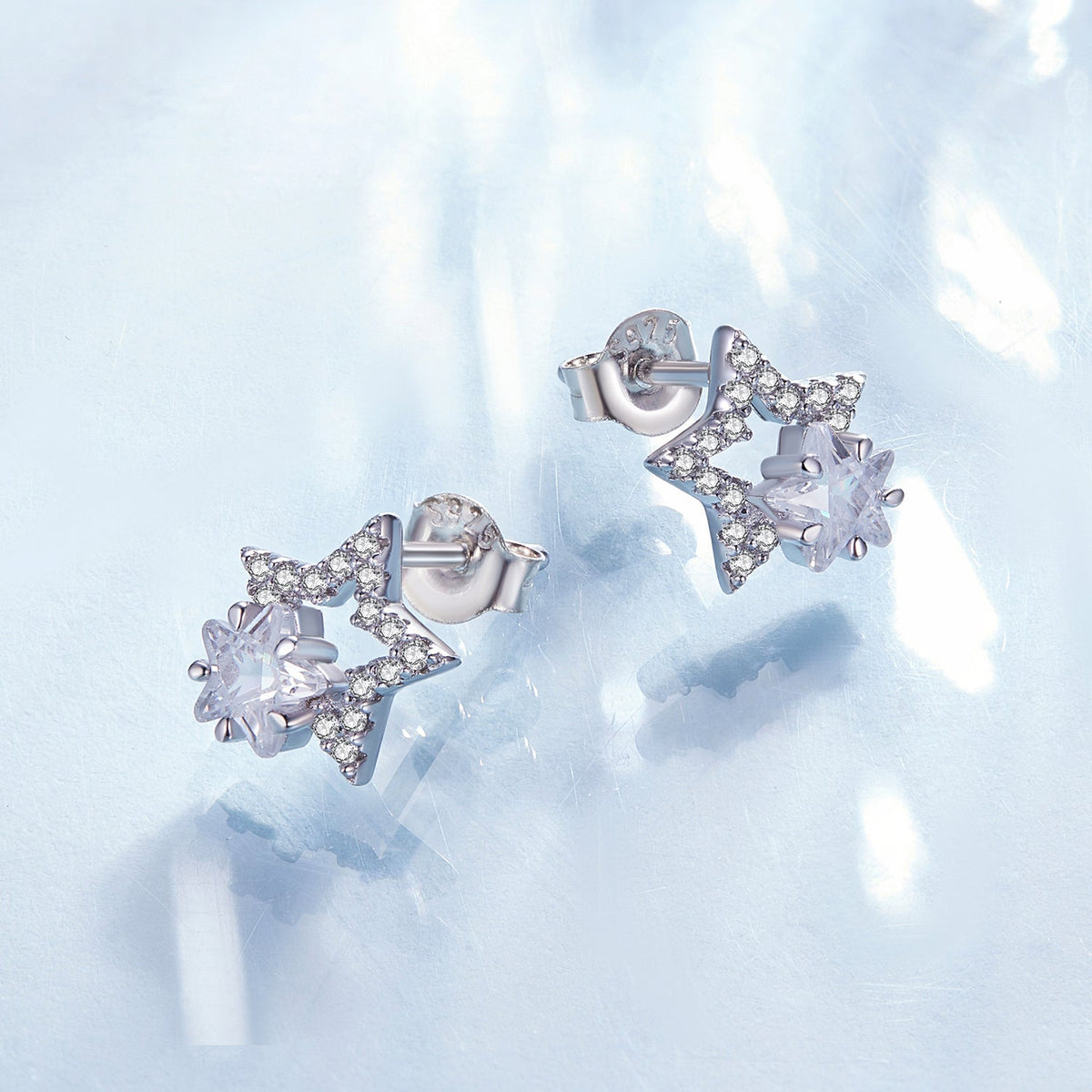 Sterling Silver Pavé Cubic Zirconia Stud Earrings