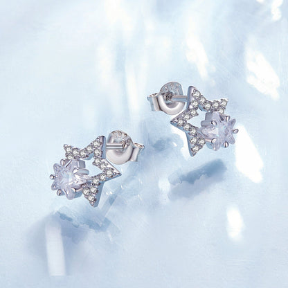Sterling Silver Pavé Cubic Zirconia Stud Earrings