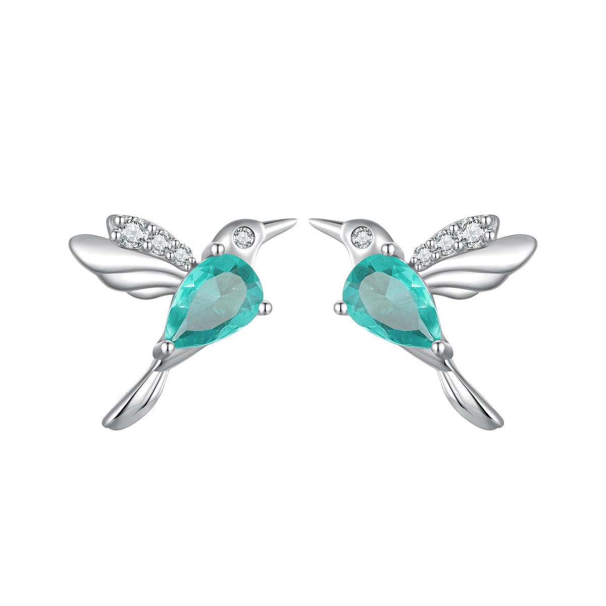 Sterling Silver Transparent Glass and CZ Pavé Earrings