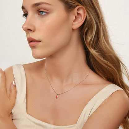 Sterling Silver Synthetic Opal Pendant Necklace
