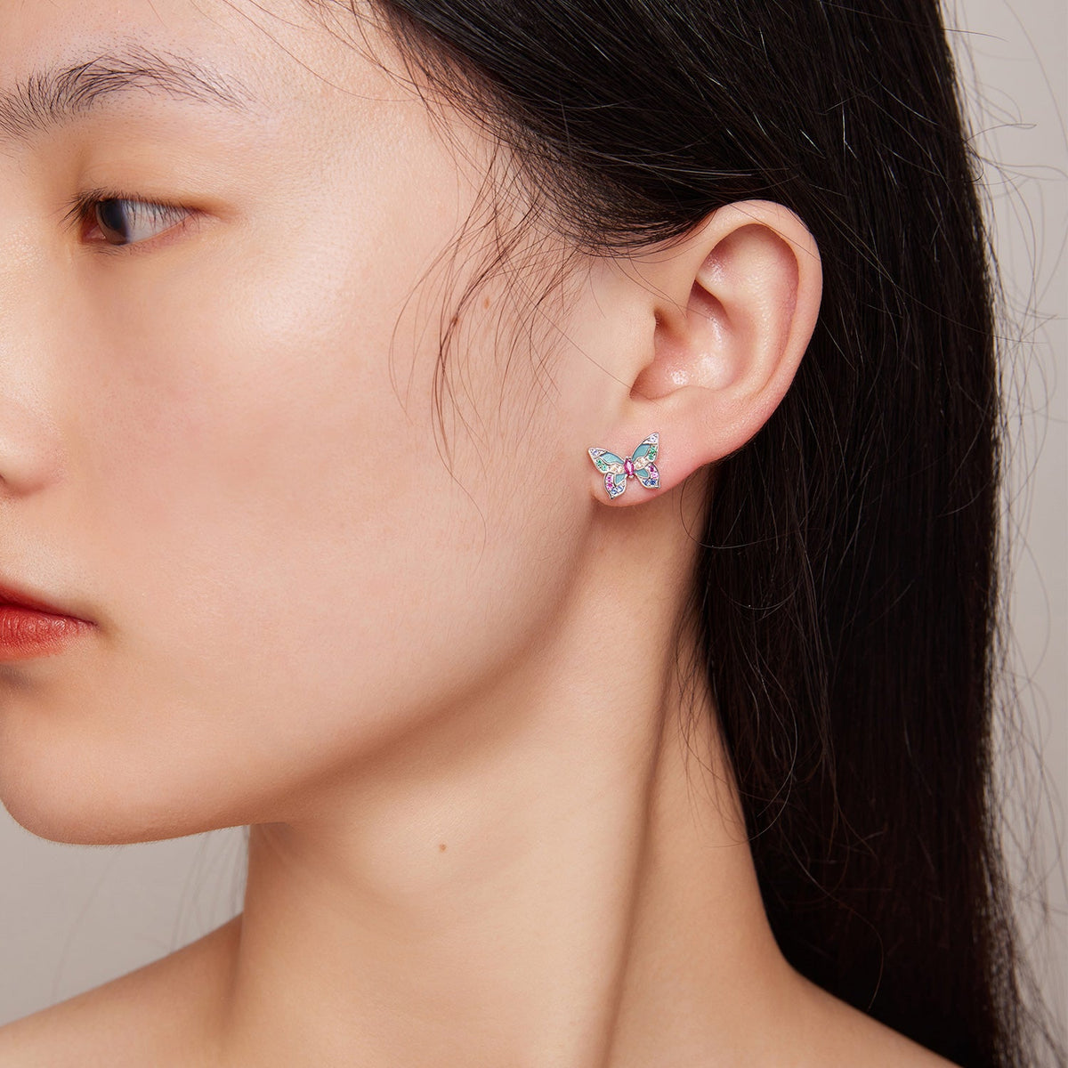 Sterling Silver Enamel and Cubic Zirconia Earrings