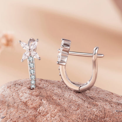 Sterling Silver White Gold Plated Cubic Zirconia Pavé Earrings