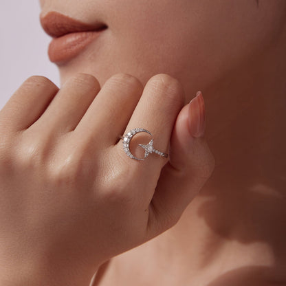 Sterling Silver Moissanite White Gold Plated Ring