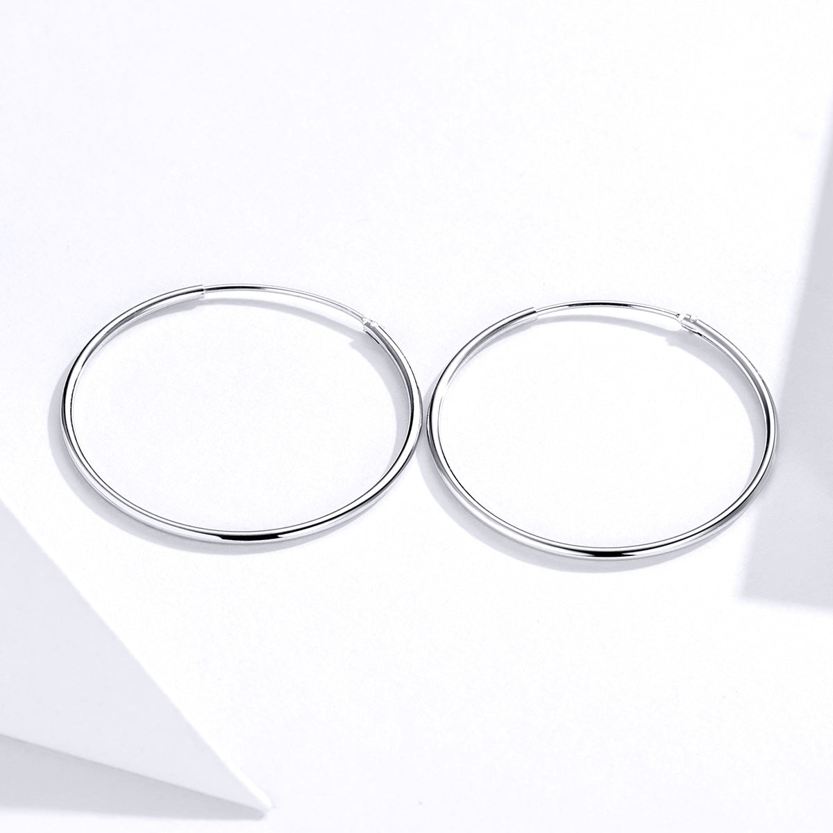 Sterling Silver Platinum Plated Hoop Earrings