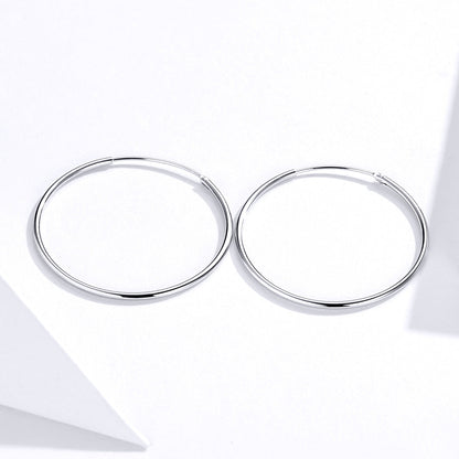 Sterling Silver Platinum Plated Hoop Earrings