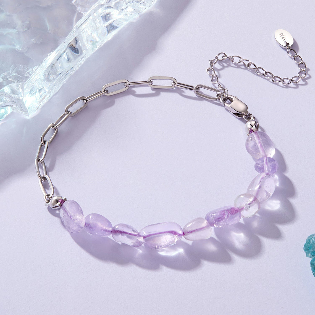 Sterling Silver White Gold Plated Crystal Bracelet