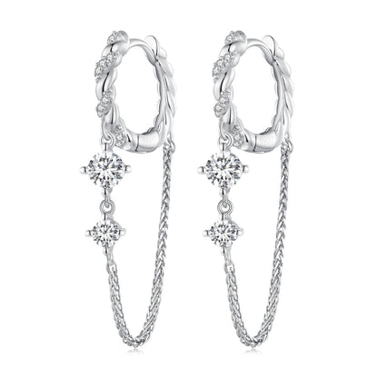 Sterling Silver Cubic Zirconia Pavé Hoop Earrings