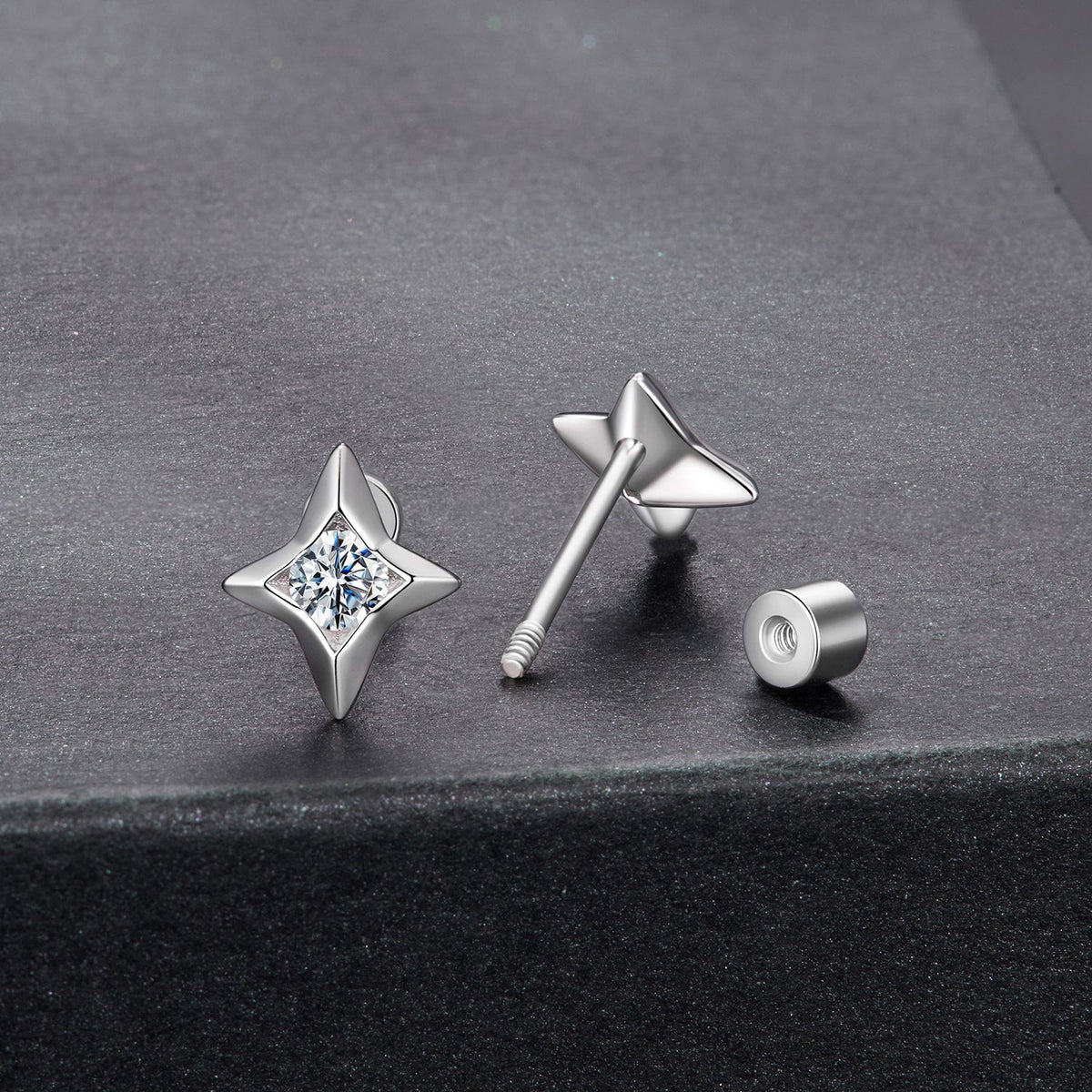Sterling Silver Moissanite Stud Earrings