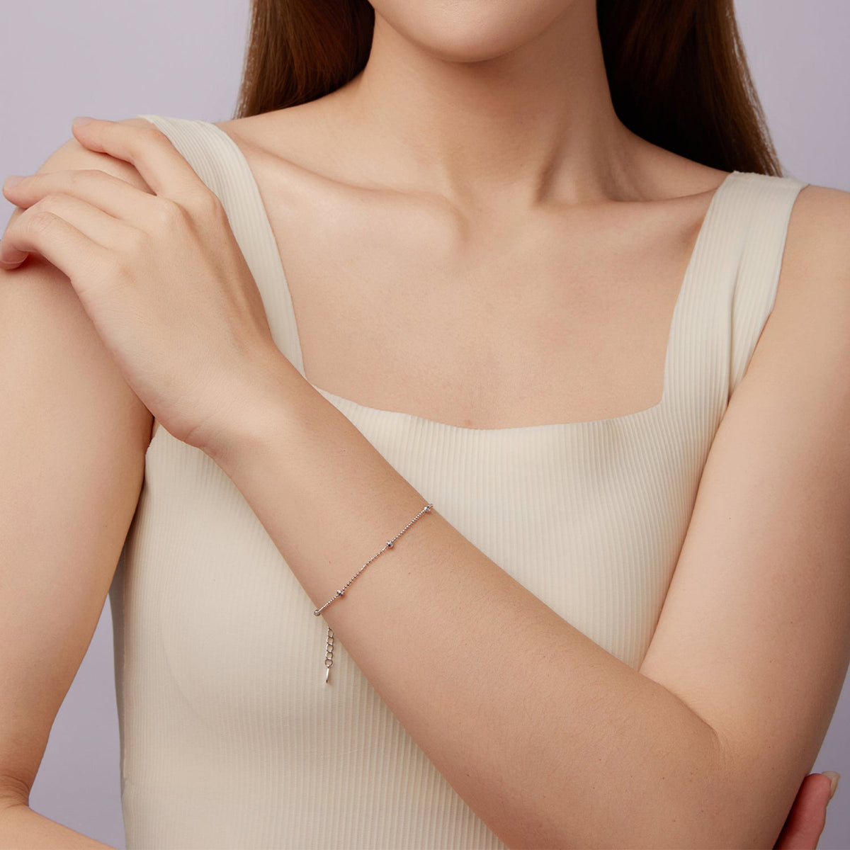 Sterling Silver & White Gold Plated Adjustable Bracelet
