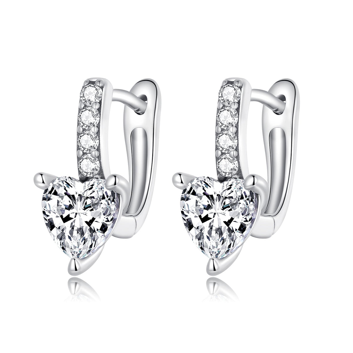 Sterling Silver Oxidized Cubic Zirconia Pavé Hoop Earrings