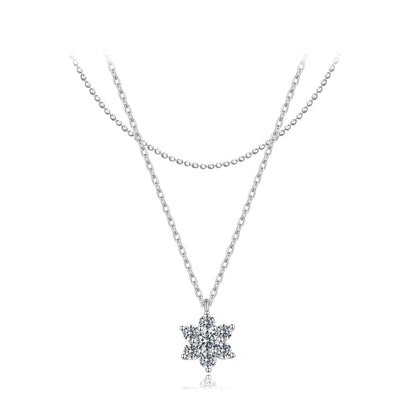 Sterling Silver White Gold Plated Moissanite Necklace
