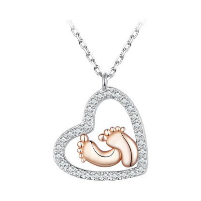 Sterling Silver Cubic Zirconia Rose Gold and Platinum Finish Necklace