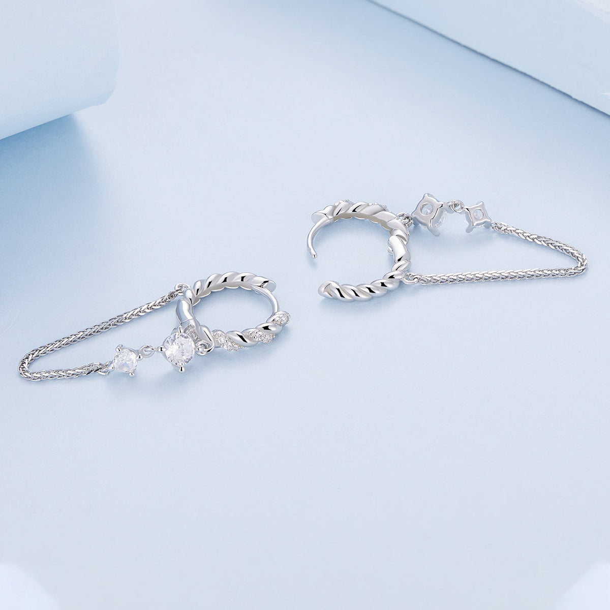 Sterling Silver Cubic Zirconia Pavé Hoop Earrings