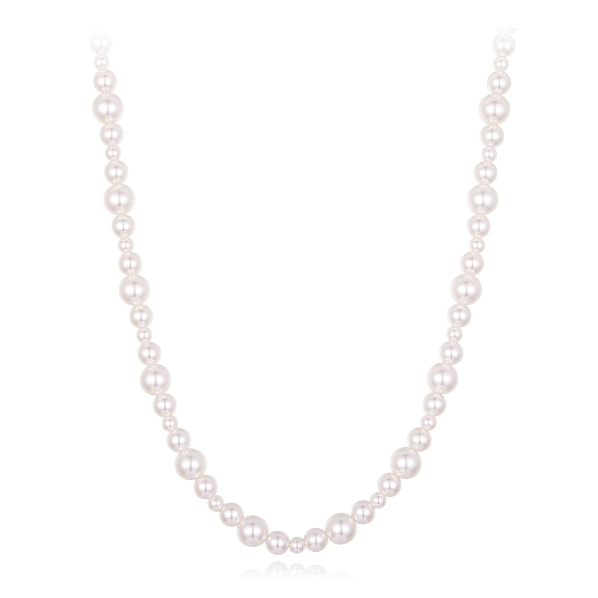 Sterling Silver White Gold Plated Synthetic Pearl Necklace