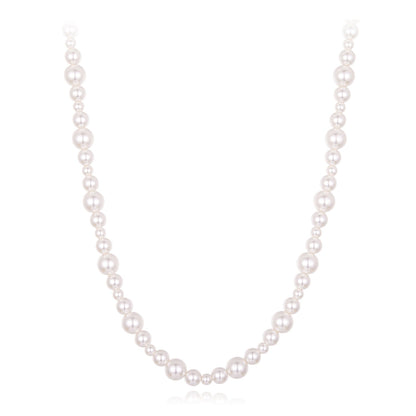 Sterling Silver White Gold Plated Synthetic Pearl Necklace