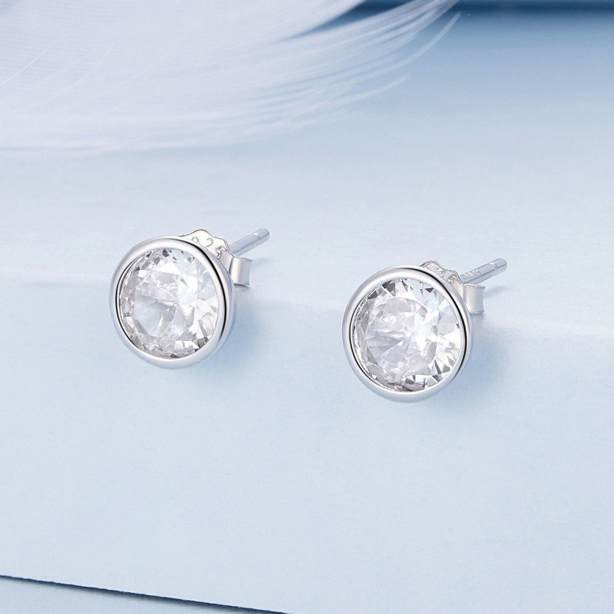 Sterling Silver Pavé Cubic Zirconia Stud Earrings