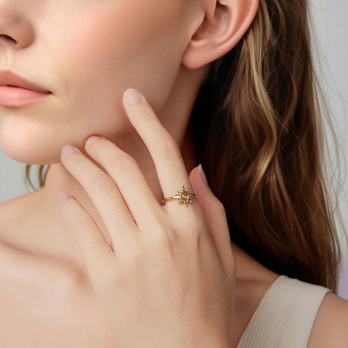 Sterling Silver Gold Plated Sun Ring