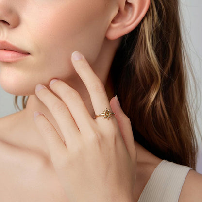 Sterling Silver Gold Plated Sun Ring
