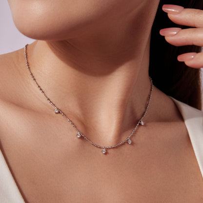 925 Sterling Silver Plated White Gold Moissanite Necklace
