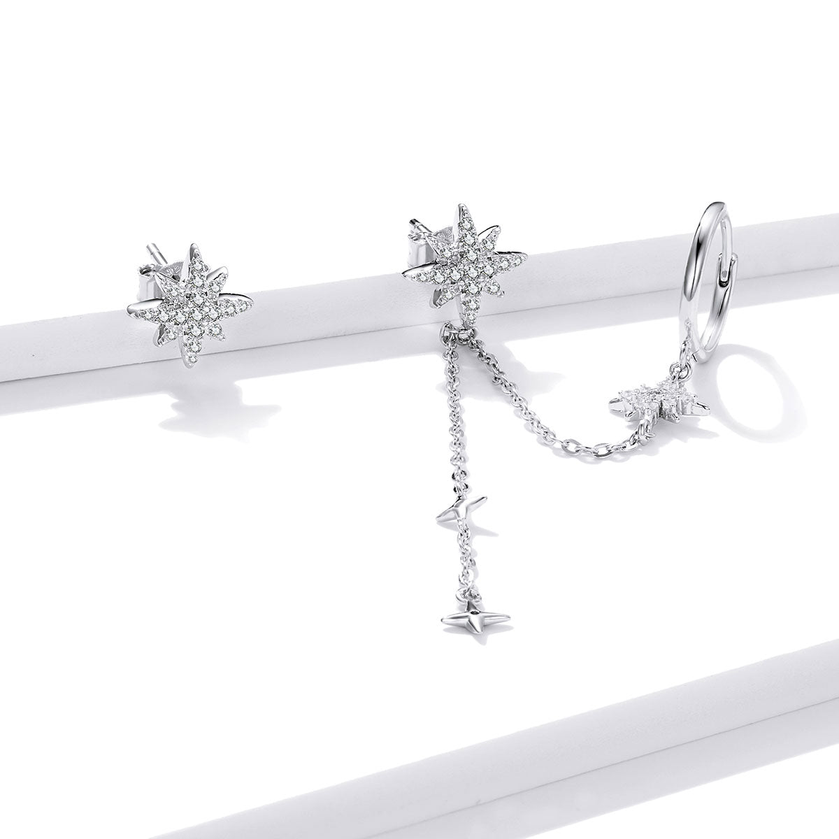Sterling Silver Cubic Zirconia Pavé Drop Earrings