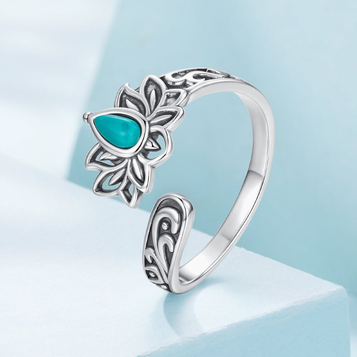 Sterling Silver Synthetic Turquoise Oxidized Ring
