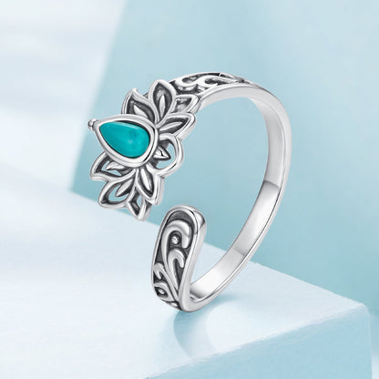Sterling Silver Synthetic Turquoise Oxidized Ring