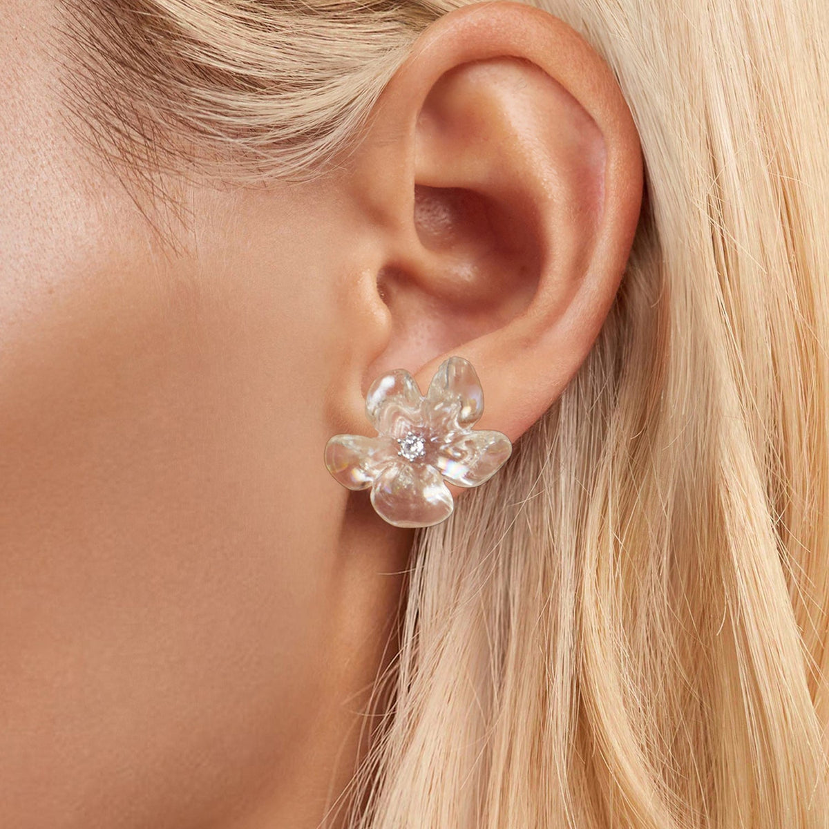 Sterling Silver Pavé CZ and Resin Drop Earrings