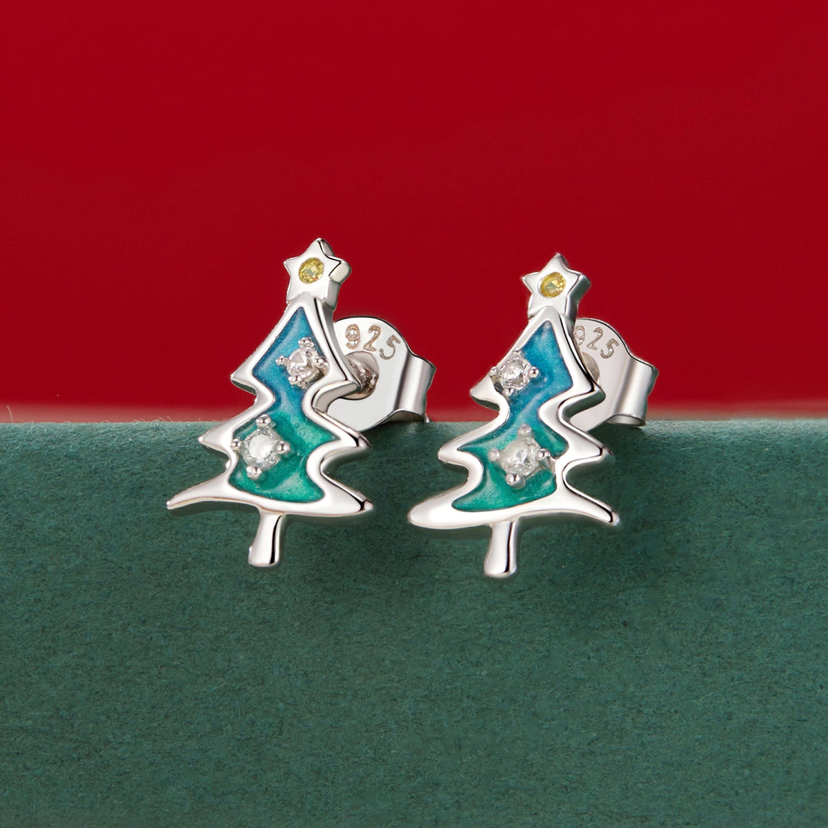 Sterling Silver Enamel Pavé CZ Earrings