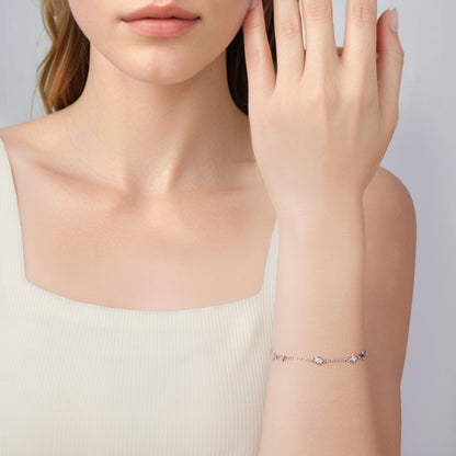 Sterling Silver White Gold Plated Pavé CZ Bracelet