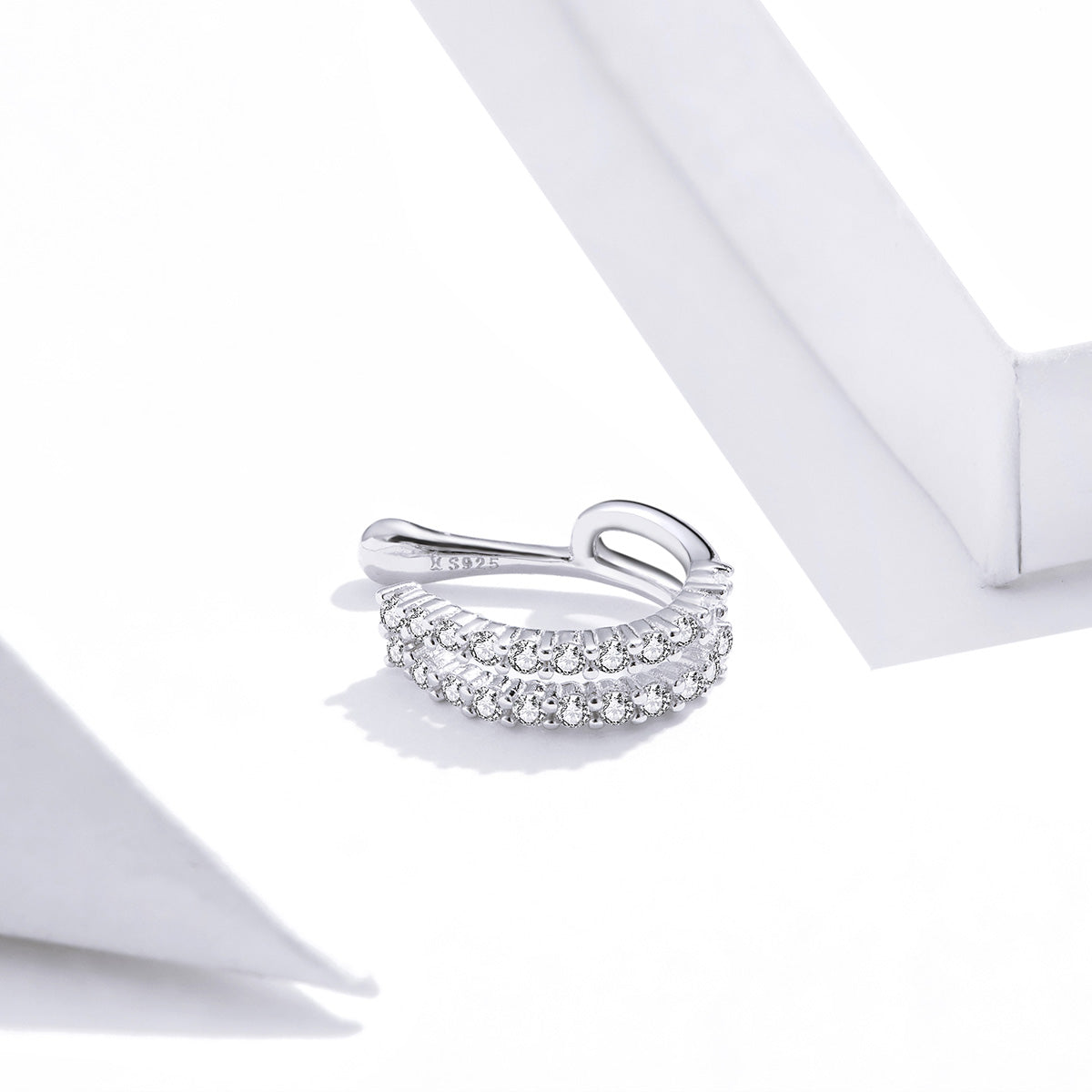 Sterling Silver Platinum Plated CZ Pavé Earrings
