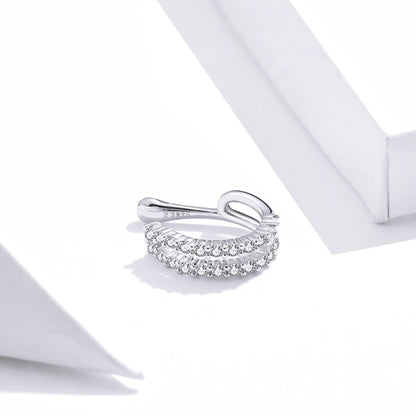 Sterling Silver Platinum Plated CZ Pavé Earrings