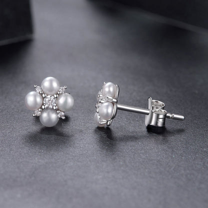 Sterling Silver Moissanite & Freshwater Pearl Earrings