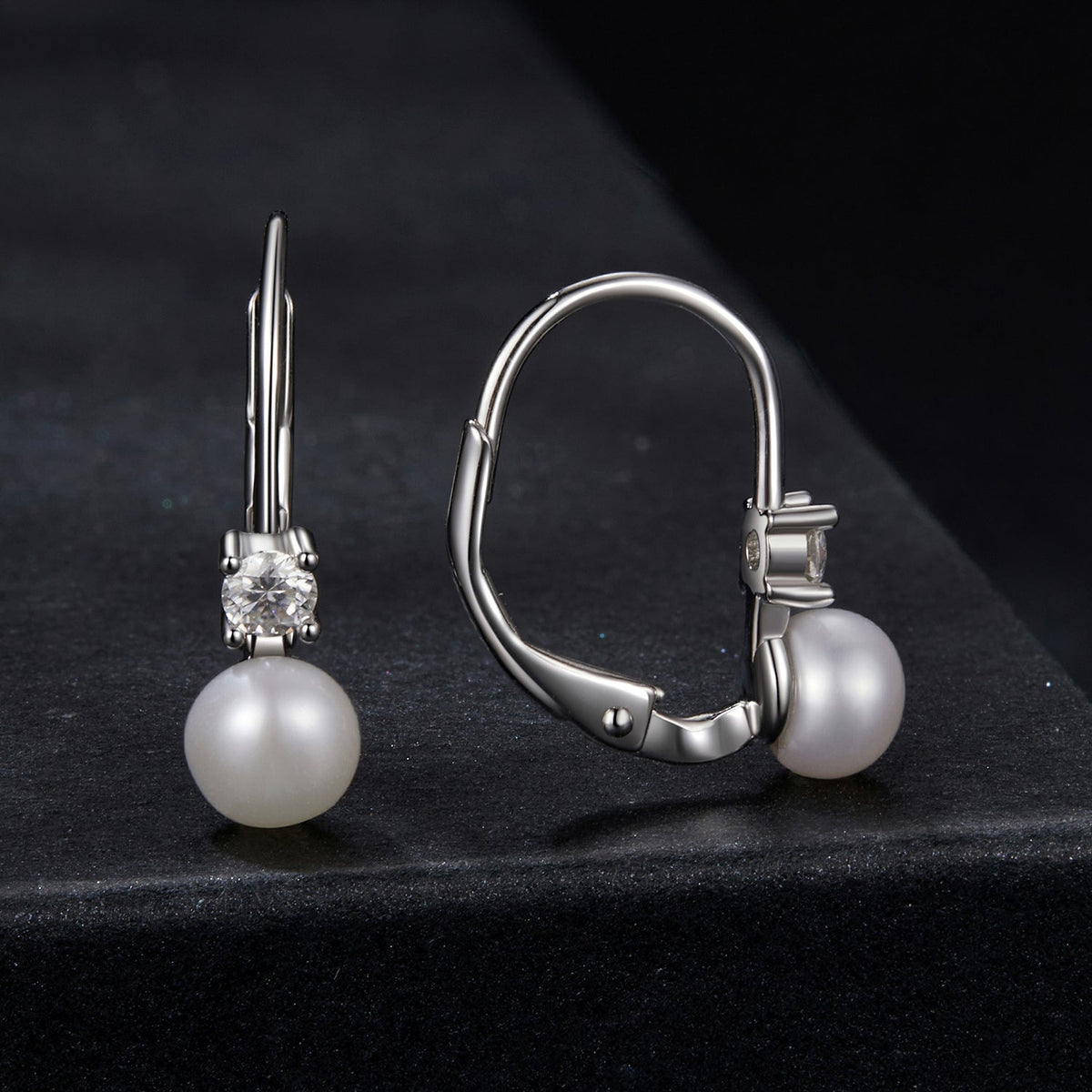 Sterling Silver Moissanite & Freshwater Pearl Drop Earrings