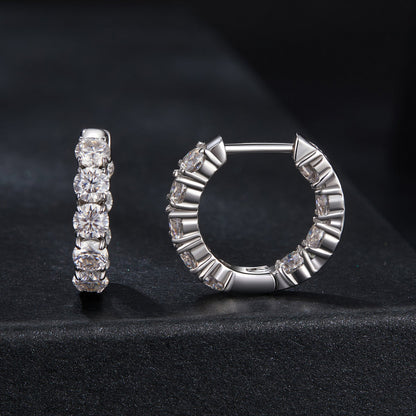 Sterling Silver Moissanite Hoop Earrings