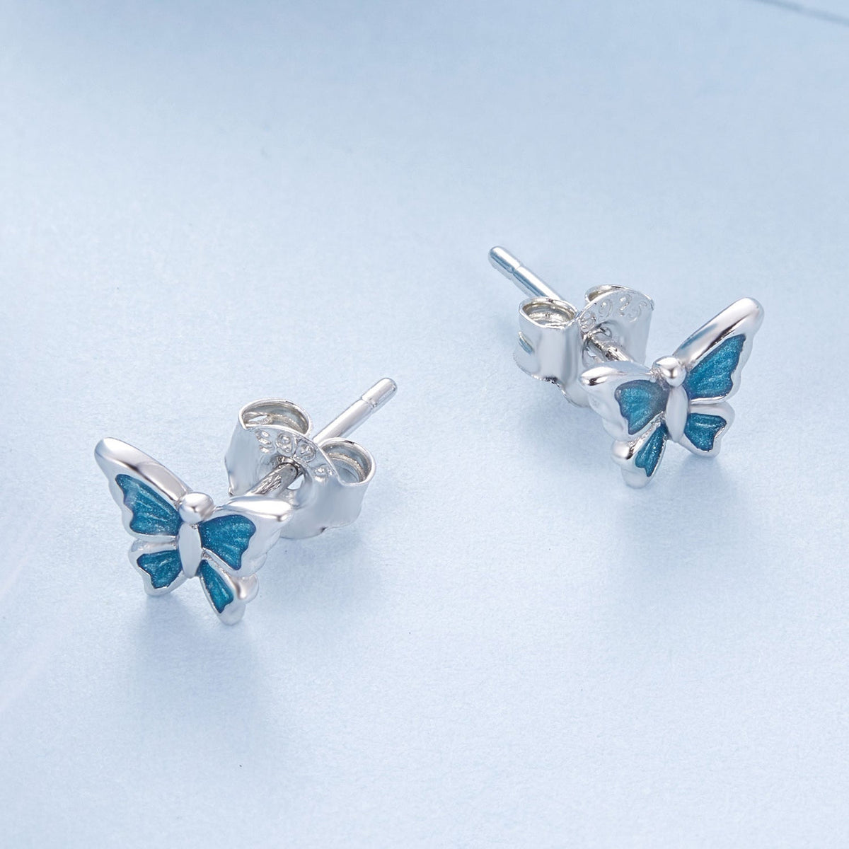 Sterling Silver Enamel Platinum-Plated Earrings