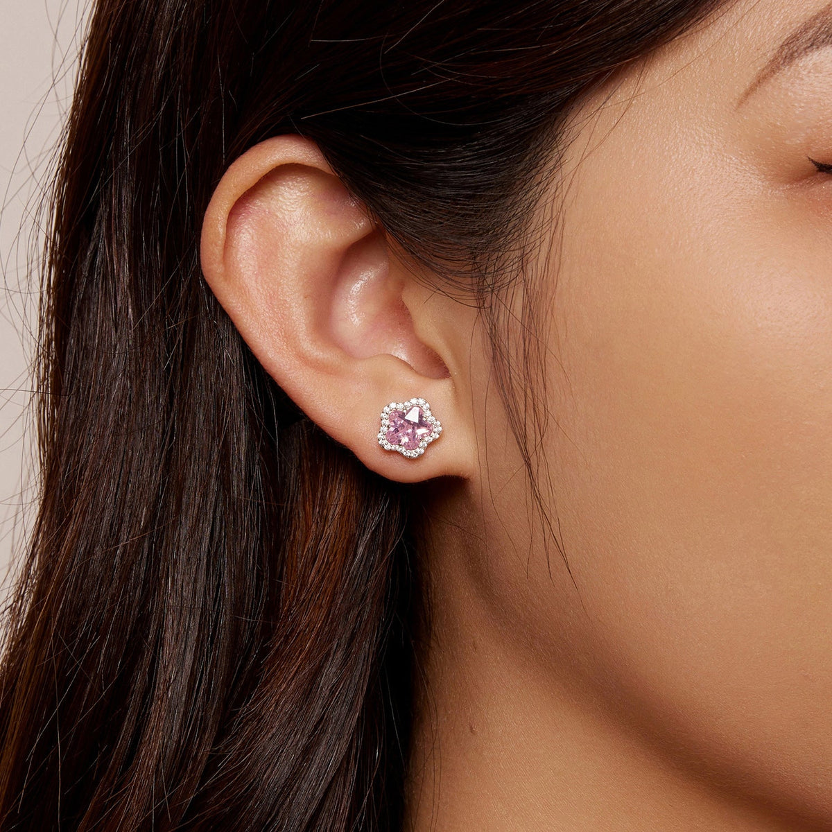 Sterling Silver Pavé CZ and Glass Earrings