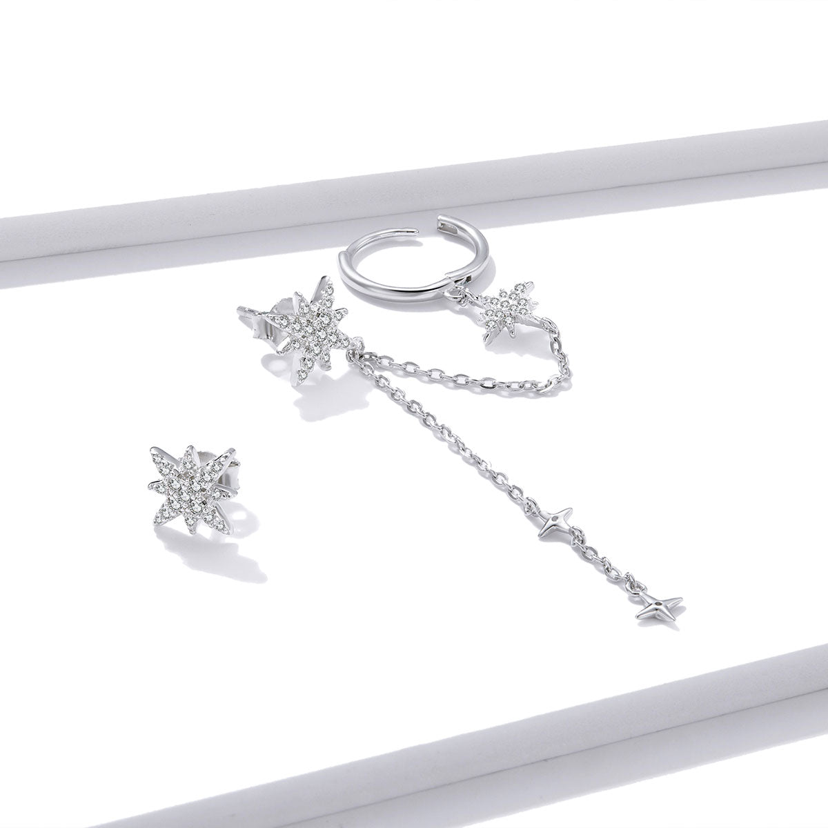 Sterling Silver Cubic Zirconia Pavé Drop Earrings