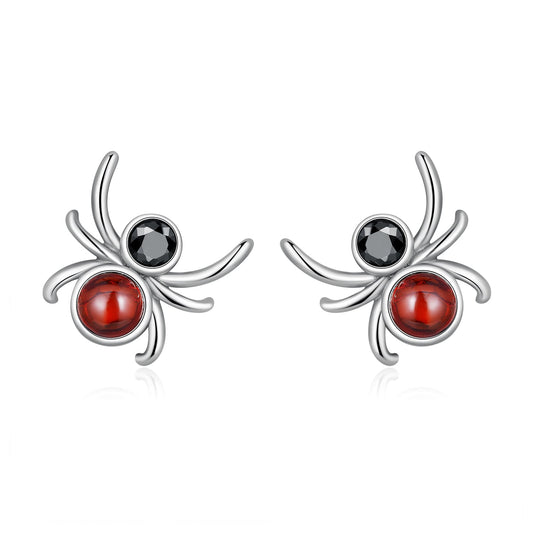 Sterling Silver Pavé Cubic Zirconia and Glass Stud Earrings