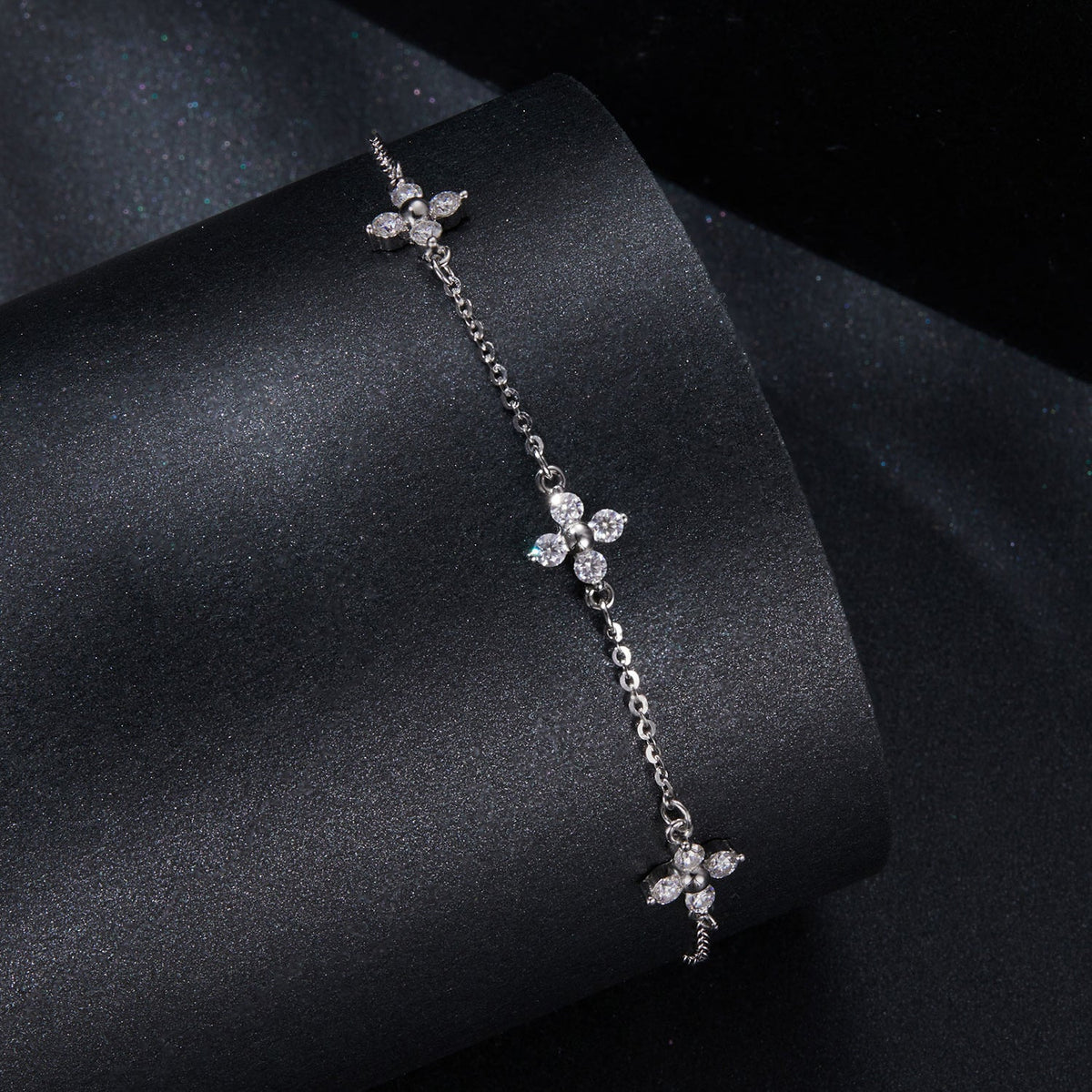 Sterling Silver & White Gold Plated Moissanite Bracelet