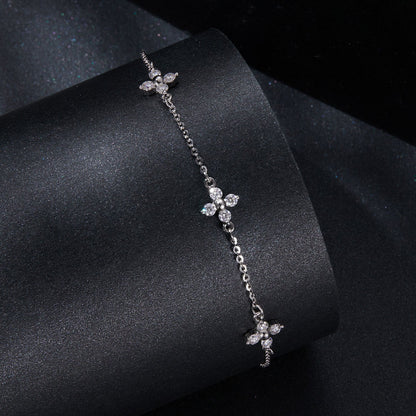 Sterling Silver & White Gold Plated Moissanite Bracelet
