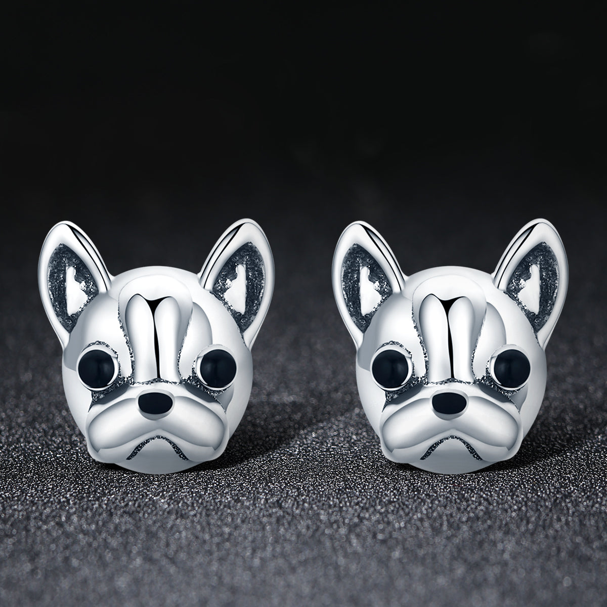 Silver Oxidized Enamel Stud Earrings
